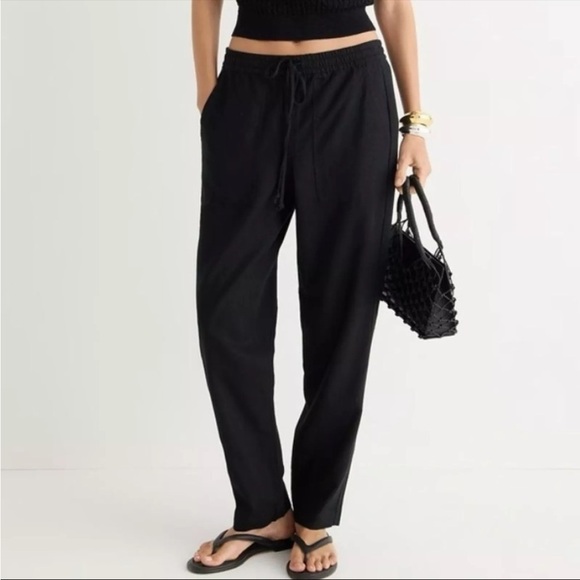J. Crew 2023 Seaside Pants Linen Blend Black Large Petite LP V2 - Picture 1 of 10